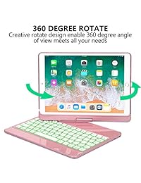 Funda para iPad Pro 10.5, giratoria 360º, teclado inalámbrico con Bluetooth retroiluminado, carcasa delgada de aleación de aluminio con función de encendido automático inteligente para iPad Pro 10.5.