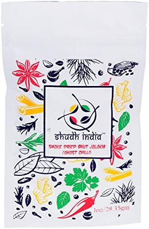 Smoked And Dried India's Bhut Jolokia Ghost Chili Pepper Pods,Ghost Peppers- Bhut Jolokia Chillis,Hotter than a Jalapeno(1oz/28.35gms)