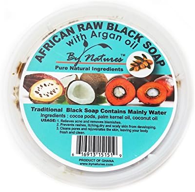 By Natures] AFRICAN RAW BLACK SOAP TUB W/ARGAN OIL 6OZ 100% PURE NATURAL