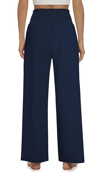 DACESLON WOMEN’S PLUS SIZE COMFY YOGA PANTS 2XL HIGH WAISTED CASUAL LOOSE FIT STRETCH LOUNGE PJS PAJAMAS FLOWY PANTS WITH POCKETS(NAVY,XXL)