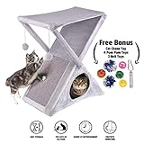 Ruf N' Ruffus Foldable Cat Tower Tree + Free Bonus Handheld Chase Toy