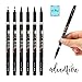 Hand Lettering Pens, Bowite Calligraphy Pens Brush Markers Set, Refill Pack of 6, 1 x Fine, 1 x Medium and 4 x Brush Black, Universal Calligraphy, Sketch Outline, Design, Art Draw