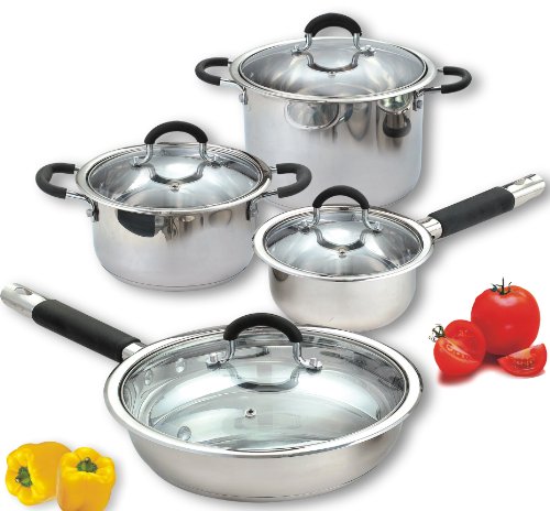Click Here to See More Images Cook N Home 8 Piece Stainless Cookware Set Encapsulated Bottom