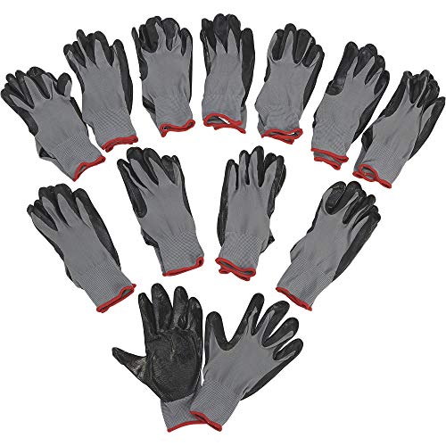 Ironton Nitrile-Coated Work Gloves - 12 Pairs, Black, Large, Model Number 37130IR-L12