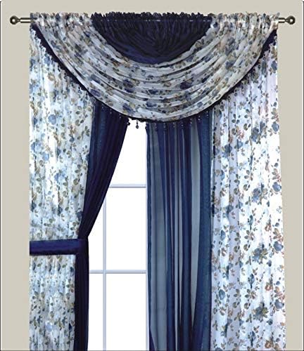 Amazon Com Sapphire Home Complete Window Sheer Voile Floral