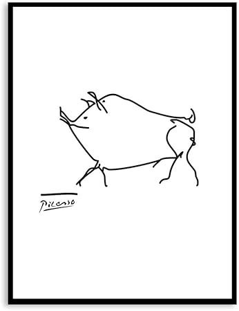Zxddzl Picasso Noir Et Blanc Dessin Au Trait Animal Cochon