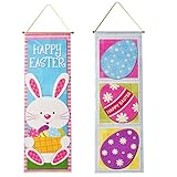 Gift Boutique 2 Easter Hanging Decorations Eggs Ornaments Tree Kitchen Yard Sign for Outdoor Decor Bunny Decorative Wall Paper Party Door Ornament Banner Supplies Hang at Home Multicolor Poster