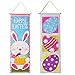 Gift Boutique 2 Easter Hanging Decorations Eggs Ornaments Tree Kitchen Yard Sign for Outdoor Decor Bunny Decorative Wall Paper Party Door Ornament Banner Supplies Hang at Home Multicolor Poster