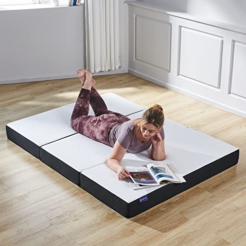 S SECRETLAND Folding Mattress, 3 inch Trifold Memory Foam Mattress