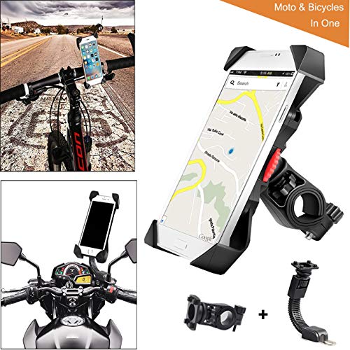 ZOORE Bike Phone Mount, Adjustable Silicone Premium Anti-Shake 360° Rotation Holder- Universal Cradle Clamp for iOS, Android Smartphone, Cycling, GPS, Other Devices Between 3.5 and 6.5 inches