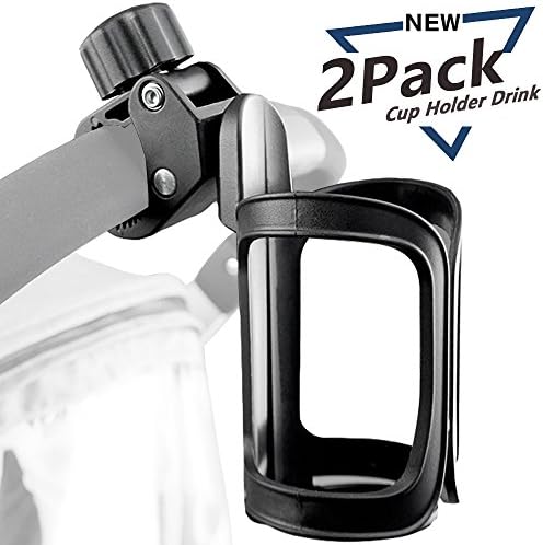 Bike Cup Holder/Stroller Bottle Holders, Universal 360 Degrees Rotation Antislip Cup Drink Holder for Baby Stroller/Pushchair, Bicycle, Wheelchair, Motorcycle (2 Packs)