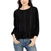 Tommy Hilfiger Womens Peplum Long Sleeve Lurex Sportswear Top