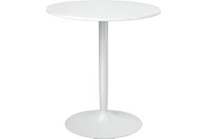 HOMCOM Round Dining Table for 2 People, Modern Kitchen Table with Painted Top and Steel Base for Living Room, Dining Room, Wh