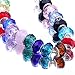 RUBYCA Murano Faceted Beads for Jewelry Making Glass Beads for Bracelets Making Charms European Silver Core Lampwork Spacer Craft Large Hole Bulk 50 Pcs Mix
