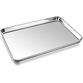 P&P CHEF Baking Cookie Sheet, Stainless Steel Baking Pan Oven Tray, Rectangle 17.3” x 13” x 1”, Non Toxic & Durable Use, Mirr