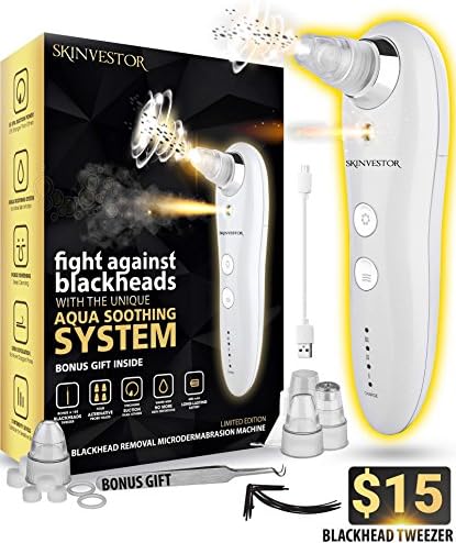 [2-IN-1] Blackhead Remover Pore Vacuum + Skin Humidifier System | FREE BONUS $15 Blackhead Tweezer | Electric Comedo Suction | Pore Minimizer | Microdermabrasion Kit | All Skin Types |