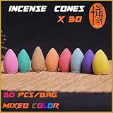 JUNMING INC Incense Cones Mixed Variety of Scents for Backflow Incense Assortment Pack Sandalwood Jasmine Opium Oriental Woods Knox Hem India Dragon BG-BFCON001 - (Pack of 30 Cones)