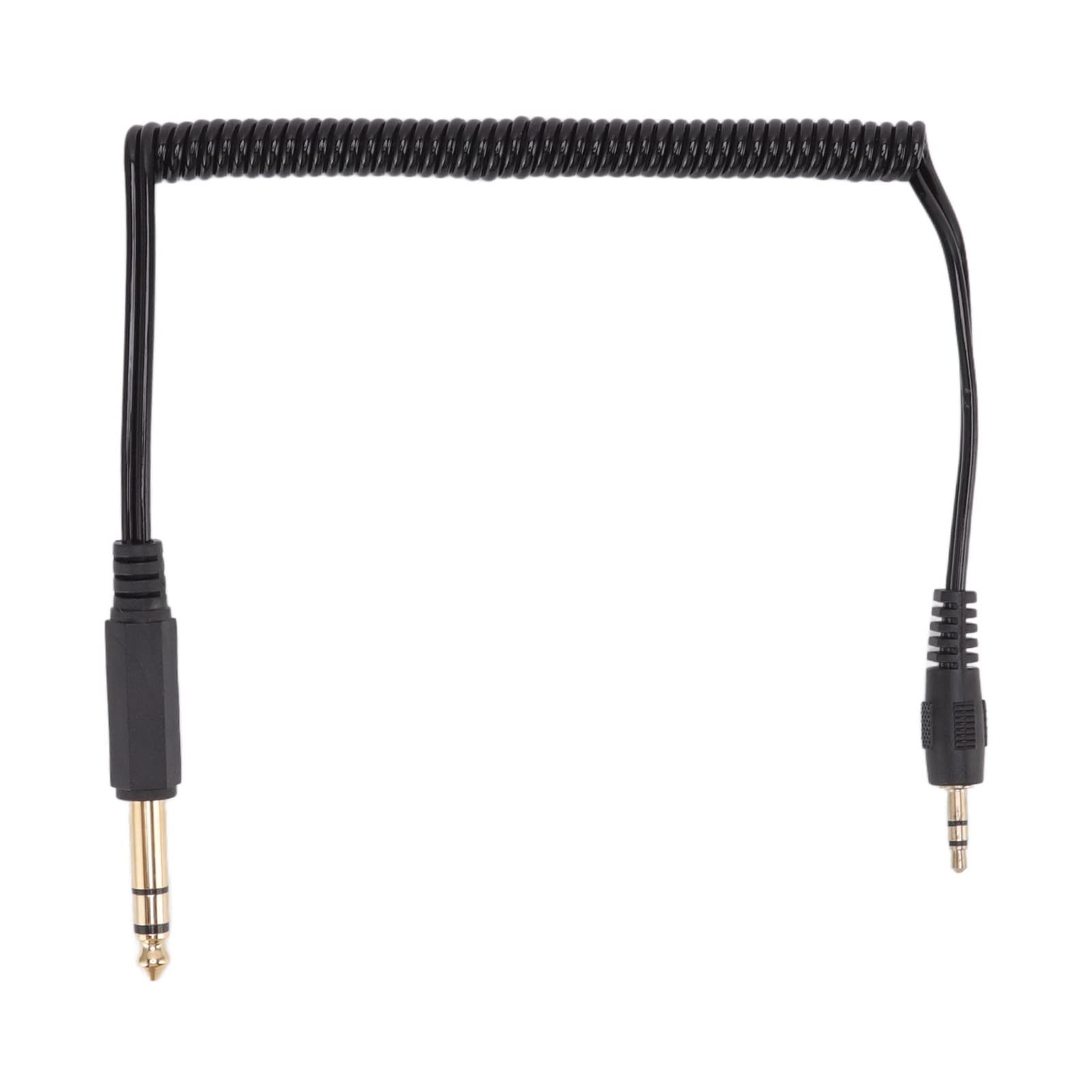 6.35mm to 3.5mm Coiled Cable, Gold Plated Retractable Audio Coiled Cable Portable Sound Adapter Cable for PC Laptop MP3 Cell Phone Piano Speakers, Plug and(Dual Sound Male to 3.5mm Dual Sound Male)
