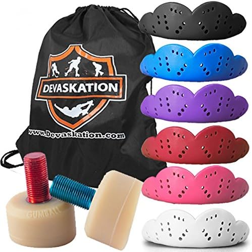 Gumball-Toe Stops- With Sisu 2.4 Mouth Guards and Free Devaskation Bag- Bundle-Perfect For Roller Derby