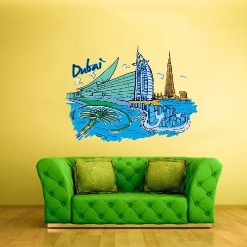 Full Color Wall Decal Mural Sticker Decor Art Dubai Poster Illustration Tower UAE Paintings (Col293)