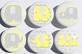 Yellow Elephant Drawer Pulls/Elephant Nursery Decor Ceramic Cabinet Drawer Knobs, 6 Set (Yellow Elephants)