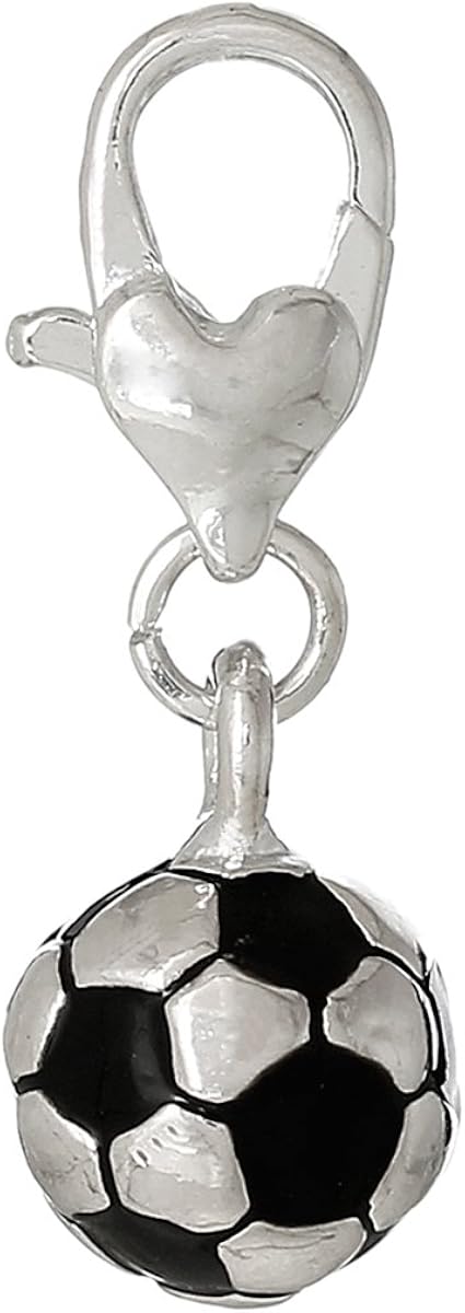 Sexy Sparkles Soccer Ball Charm Bead Clip On for Bracelet Charm Pendant for European Charm Jewelry with Lobster Clasp