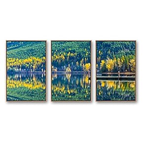 Framed Canvas Wall Art for Living Room, Bedroom Beautiful Nature Norway Landscape Canvas Prints for Modern Home Decoration Ready to Hang - 16"x24"x3 Panels