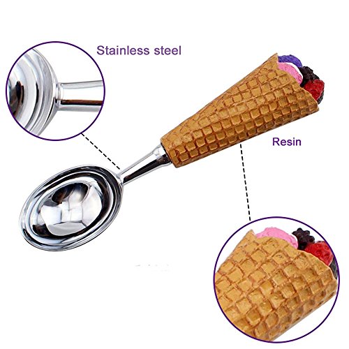 Crystallove DIY Fancy Stainless Steel Ice Cream Scoop Fruit Spoon with