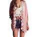 Lookatool Women Ethnic Lace Flower Loose Kimono Cardigan Jacket Blouse Tops (L, Pink )