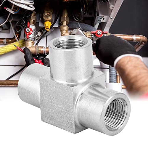 304 Stainless Steel 3 Way Pipe Connector BSPP Female Thread Pipe Fitting Coupler Connector for Water Air Oil(1/8in)