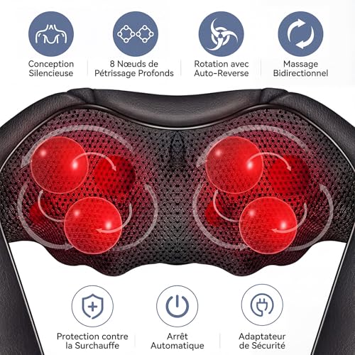 Neck Massager, Back and Neck and Shoulder Massage with Heating, 3D Electric Shiatsu Massage Device for Neck Massager, Neck Massager, Gifts for Car, Home, Office