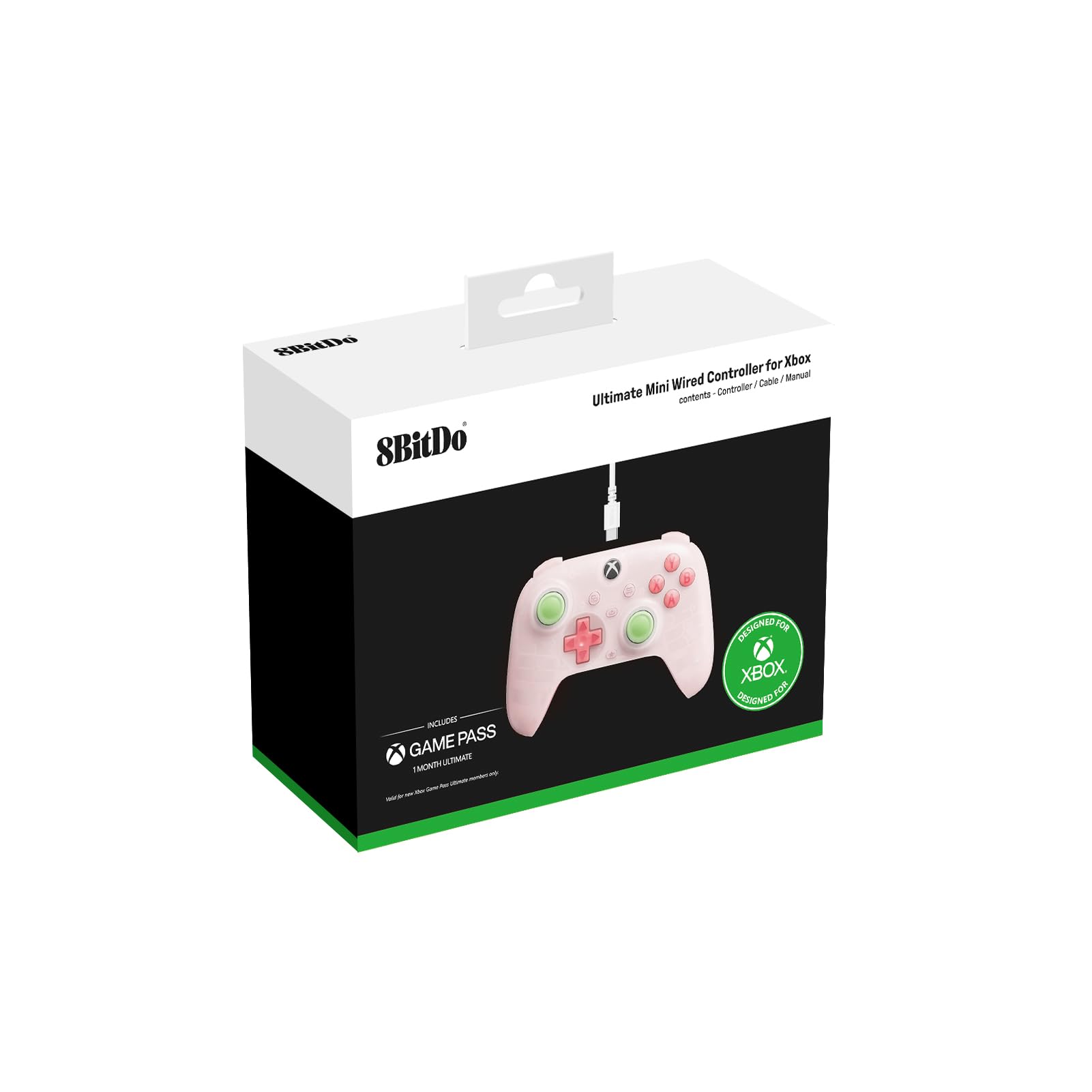 8Bitdo Ultimate Mini Wired Controller for Xbox with RGB Lighting Fire Ring, Hall Effect Joysticks and Triggers, for Xbox Series X|S, Xbox One, Windows 10/11 - Officially Licensed (Translucent Pink)