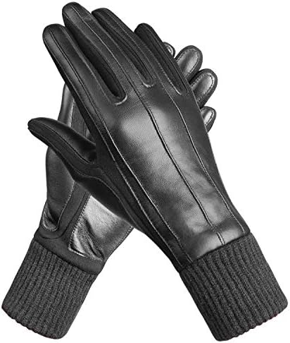 MEVIRA Women Winter Leather Touchscreen Gloves,Warm Wool Fleece Lined Lady Outdoor Gloves