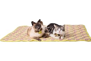 NACOCO Pet Cooling Mat Cat Dog Cushion Pad Summer Cool Down Comfortable Soft for Pets and Adults (L, Yellow)