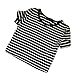 Weixinbuy Womens Sexy Striped T-Shirt Casual Midriff Short Striped Blouse Black