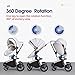 SpringBuds Baby Stroller Bassinet Carriage Combo 360 Rotation 2-in-1 Shock-Resistant High Landscape Luxury Pram Stroller for Newborn and Toddler -White