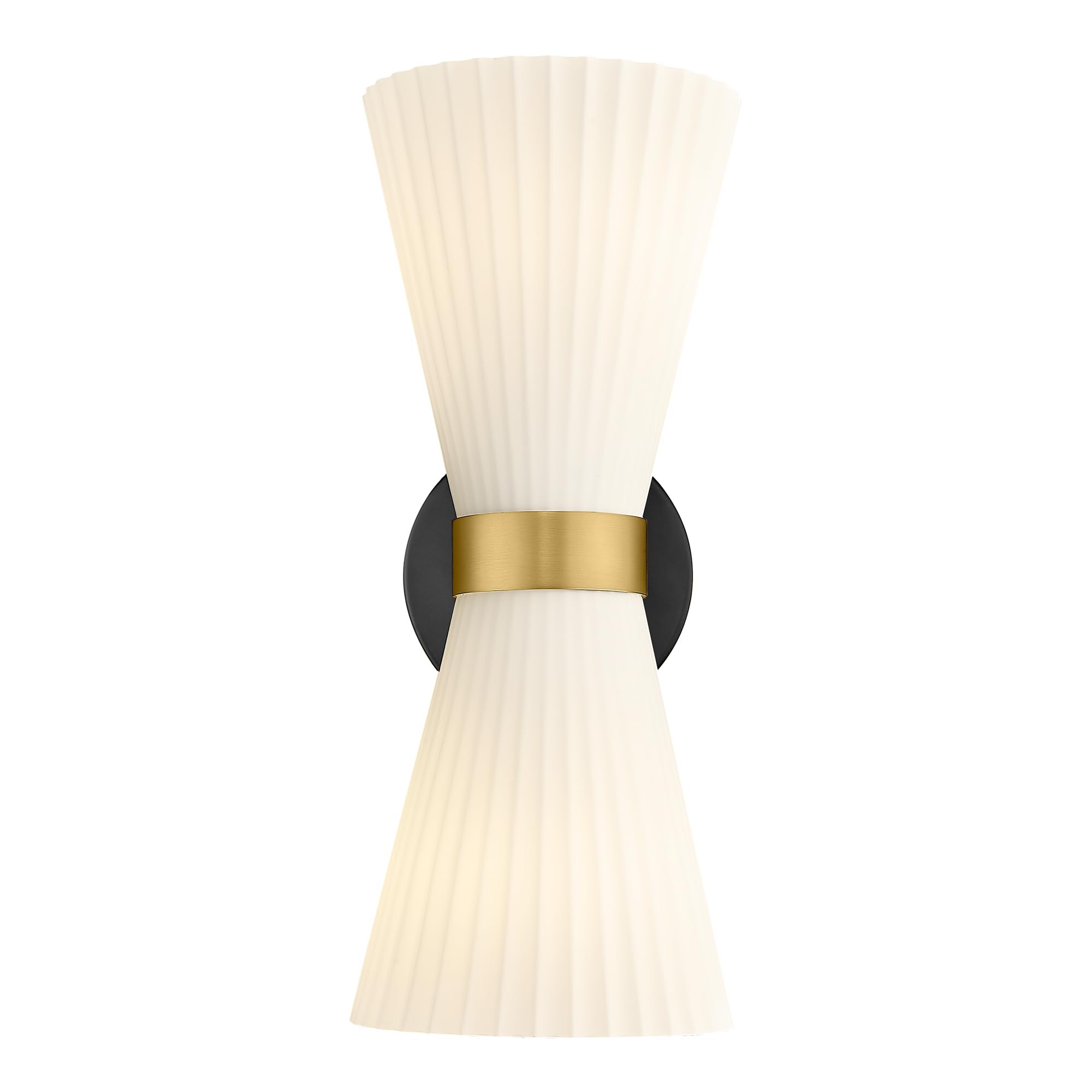 Photo 1 of Indoor Wall Sconces, HWH Hardwired Black and Gold Bathroom Sconces Wall Lighting with Frosted Milk White Striped Glass, Modern Sconces Wall for Bathroom Hallway, 5HZG97B-2W BK+BG