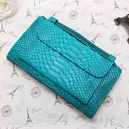 JXHJQY Women Snake Skin Genuine Leather Chain Shoulder Bag Crossbody Bag Handbag Long Wallet (Color : Color Green, Size : OneSize)