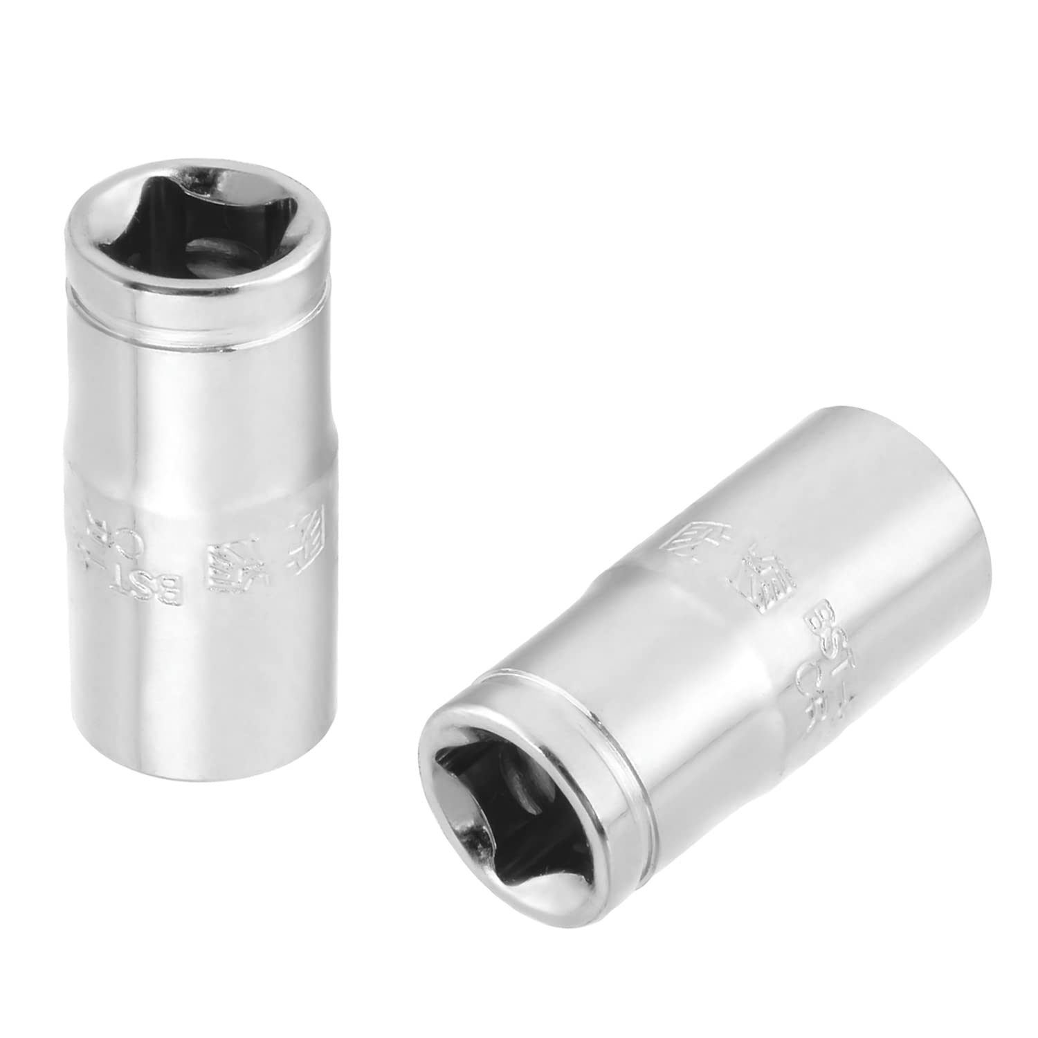 Utoolmart 1/4 Inch Drive 6 Point Socket Chrome Vandium Steel Imperial 5/16 Inch Standard Socket Hand Operated Tool Silver 2pcs