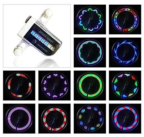 AIKELIDA Bike Wheel Lights - Bicycle Wheel Lights Ultra Bright 14 LED - 30 Different Patterns Change Visible from All Angles - Safety Cool Bicycle Bike Accessories for Kids Adults - Easy to Install