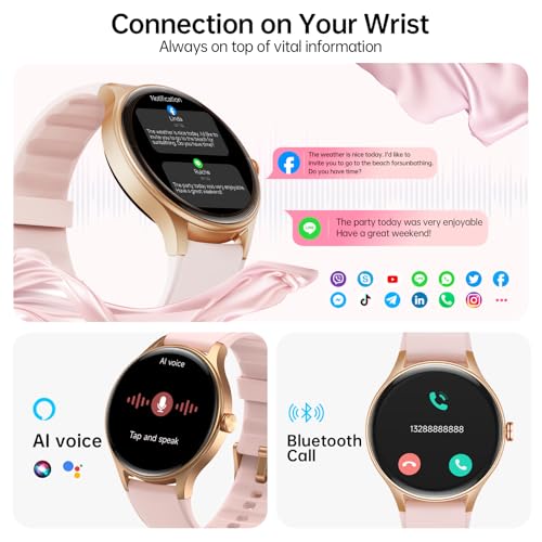 Woneligo Smart Watch for Women,1.57inch AMOLED Touchscreen Fitness Watch for iPhone & Android,Heart Rate/Sp02/Sleep Monitor,110+ Sport Modes IP68 Waterproof Bluetooth Calls,2 Bands (Pink, 1.57)