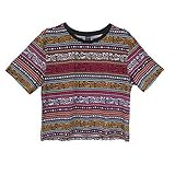 Aurora Women's Tops Vintage Totem T shirt Tribal Short Sleeve Crop casual Size S DT72