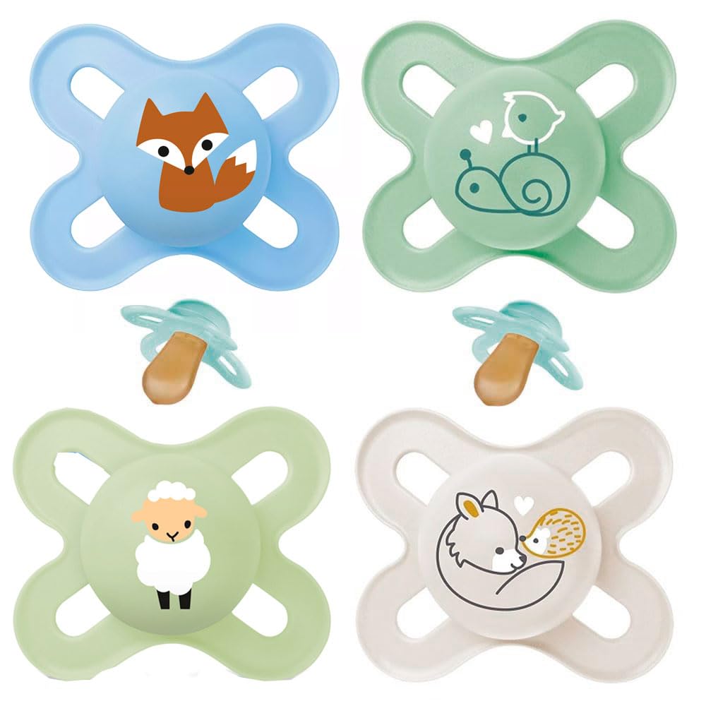 Mam dummies Start 0-2 latex , pack of 4 mini dummies 0+ incl. boxes