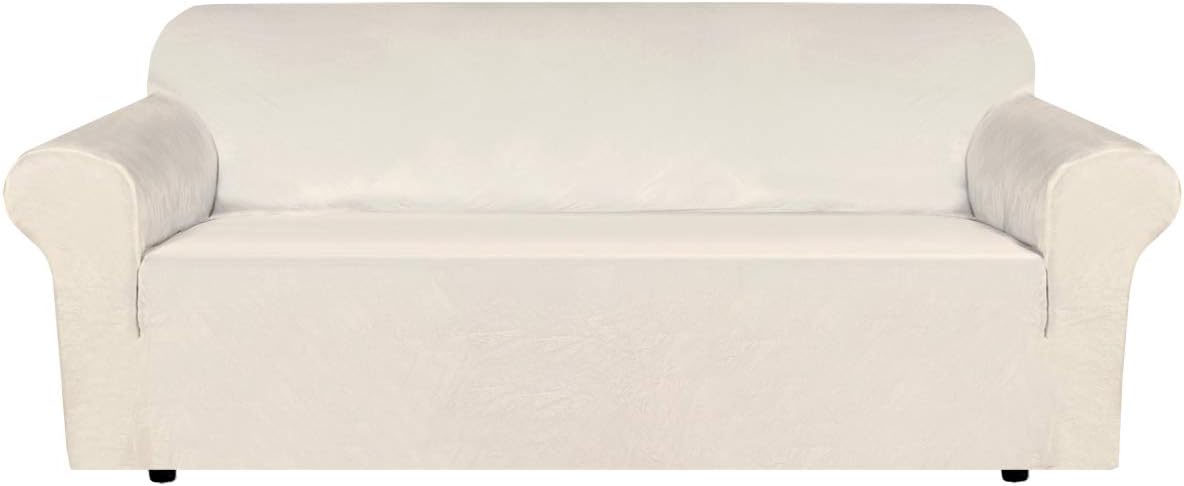 Slipcovers - H.VERSAILTEX Stretch Velvet Sofa Covers for 3 Cushion Couch Covers Sofa Slipcovers Furniture Protector Soft with Non Slip Elastic Bottom, Crafted from Thick Comfy Rich Velour (Sofa 70