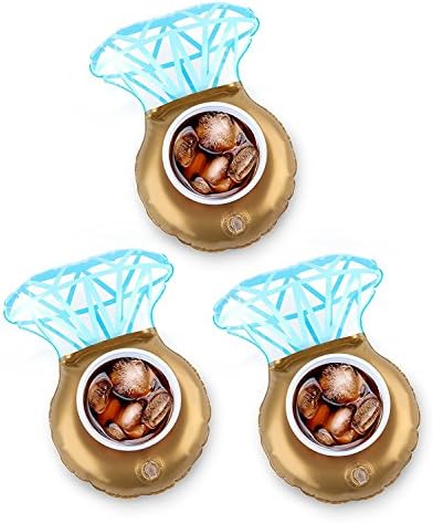 iFun iCool 3 PCs Inflatable Coasters Inflatable Drink Holder Inflatable Pool Cup Holders (Diamond rings)