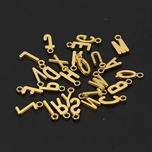 Golden Tone 'A-Z' Alphabet Letter Charms Pendants Cursive Initial Personalized Round Disc Charms 130Pcs - Thumbnail 4