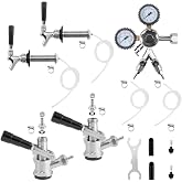 GANCOWISE Dual Tap Kegerator Door Mount Conversion Kit &amp; CGA320 Regulator | Includes Dual Gauge CGA-320 Regulator, D-System Keg Coupler and Self-Closing Beer Faucet. For Bars, Pubs and Restaurants