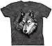 The Mountain mens The Mountain Men's Wolf Portrait Short Sleeve Tee novelty t shirts, Gray, Large Adult US