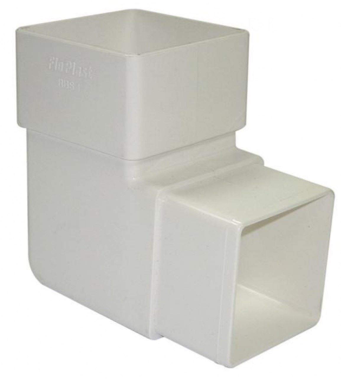 FLOPLAST 65mm Square Downpipe 92.5 Degree Offset Bend - White - Pack of 2