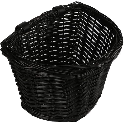 Kids Bike for 14 Years Old BoysAVASTA Bike Wicker Basket, Front Handlebar Adult Storage Basket, Bicycle Accessories, Waterproof with Leather Straps, Size M, Black